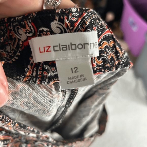 Liz Claiborne Rayon Patterned Pants Ankle Length 12 Straight Leg Business Casual - Picture 4 of 5